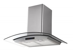 Kitchen Bath Collection HA90-LED Stainless Steel Wall-Mounted Kitchen Range Hood with Tempered G ...