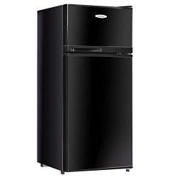 Costway 3.4 cu. ft. 2 Door Compact Mini Refrigerator Freezer Cooler, Black