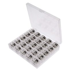 UltimaFio(TM) 25Pcs Metal Bobbins Spool 25 Grids Empty Storage Case for Brother Janome Singer Se ...