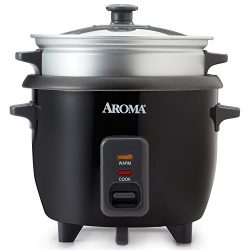 Aroma 3 Cups Uncooked/6 Cups Cooked Rice Cooker, Steamer, Silver (ARC-363-1NGB)