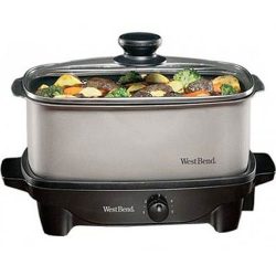 West Bend 84905 Oblong Versatility Slow Cooker, 5-Quart, Silver