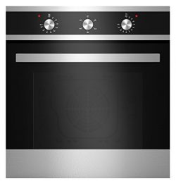 Empava KQP65A-16-220V Tempered Glass Electric Built-In Single Wall Oven, 24″ Black/Silver