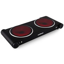 Cusimax CMIP-B180 1800W Infrared Cooktop,Ceramic Double Countertop Burner with Dual Temperature  ...