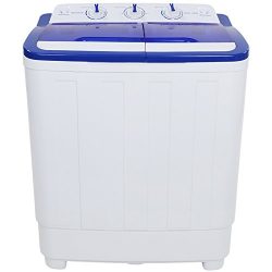 ROVSUN Portable Washing Machine with Twin Tub Electric Compact Washer, 16Lbs Large Capacity Ener ...