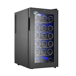 Electro Boss | 18 Bottle Thermoelectic Wine Cooler | Black | Beverage Refrigerator | Reversible Door