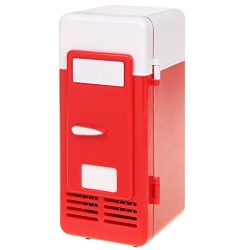 ThreeH New Mini Red USB Fridge Cooler Beverage Drink Cans Cooler/Warmer Refrigerator for Laptop  ...