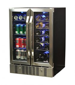 NewAir AWB-360DB 18 Bottle 60 Can Dual Zone Built-In Wine & Beverage Cooler, Stainless Steel ...