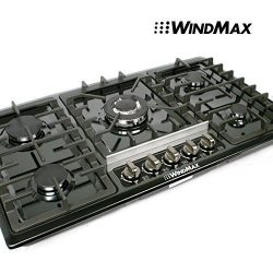 WindMax® Brand Design 34″ Black Titanium Stainless Steel Built-in 5 Burner Stoves Oven LPG ...