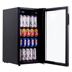 Costway 120 Can Beverage Refrigerator Portable Beer Wine Soda Drink Beverage Cooler Black