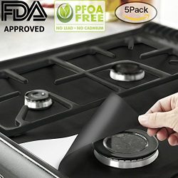 Shovan QX-1 PTFE Non-Stick Gas Range Protectors, Black Stovetop Burner Liner Cover, Reusable, Di ...