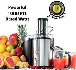 Gourmia GJ1250 Stainless Steel Wide Mouth Juice Extractor & Maker Powerful 1000 ETL Rated Wa ...