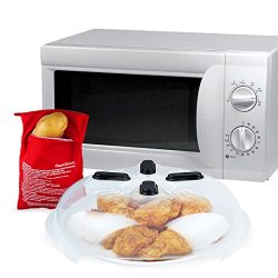 MaMix Hover Cover – Magnetic Microwave Splatter Lid with Steam Vents 11.5 Inch + Microwave ...