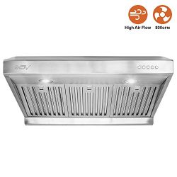 BV Stainless Steel 30″ Under Cabinet High Airflow (800 CFM) Ducted Range Hood with LED Lights