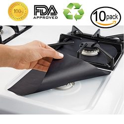 10-Pack Reusable Gas Stove Burner Covers Non-stick Stovetop Burner Liners Gas Range Protectors f ...