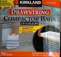 Kirkland Compactor Bags, 18 Gallon, Smart Fit Gripping Drawstring, 140 Count Size
