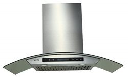 EKON NAP03-36″ Wall Mounted Stainless Steel & Glass Kitchen Range Hood / Touch Panel C ...