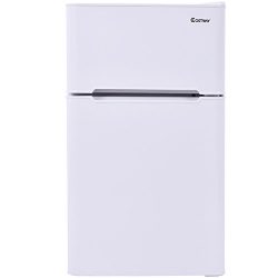 Costway 2-Door Compact Refrigerator 3.2 cu ft. Unit Small Freezer Cooler Fridge (White)