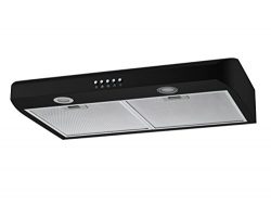 Winflo 30″ Under Cabinet Black Color European Slim Design Kitchen Range Hood Push Button C ...