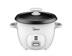 Midea 3-Cup Rice Cooker with Steamer, White