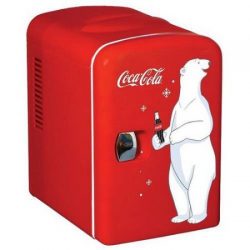 Easy Care And Clean Handy RED Coca-Cola Compact 6-Can Portable Fridge/Mini Electric Cooler, 110  ...