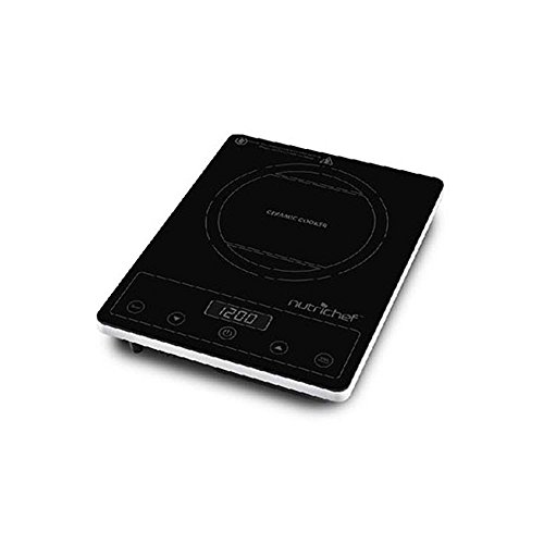 NutriChef Countertop Burner, Infrared Cooktop, Ceramic Cookware, Electric Stovetop, Black Tempe ...