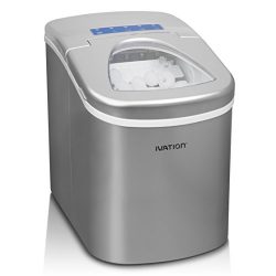 Ivation IVA-ICEM15SIL Portable Ice Maker with Easy-Touch Buttons for Digital Operation, Silver