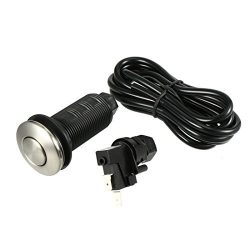 uxcell Set Garbage Disposal Pneumatic Air Switch w Hose Tube + Black Silver Tone Button