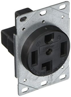 Eaton 1257-SP 3-Pole, 4-Wire 30-Amp 125/250-Volts Flush Mount Dryer Power Receptacle, Black