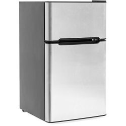 Best Choice Products 34″ Double Door 3.2 Cubic FT Capacity Stainless Steel Mini Refrigerat ...