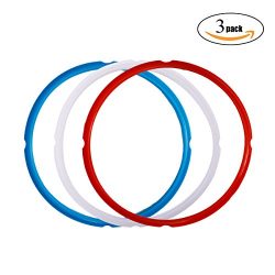 Silicone Sealing Ring for Instant Pot Accessories , Fits 5 or 6 Quart Models, Red, Blue and Comm ...