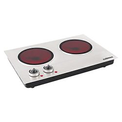 Cusimax CMIP-C180 1800W Infrared Cooktop, Ceramic Double Countertop Burner with Dual Temperature ...