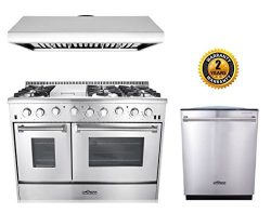 Thor Kitchen 3-Piece Kitchen Package with HRG4808U 48″ 6 Burner Stainless Steel Gas Range, ...