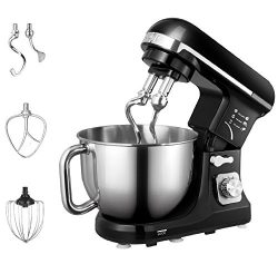 Aicok Stand Mixer, Food Mixer, Kitchen Electric Mixer with Double Dough Hook, Whisk, Beater, Spl ...