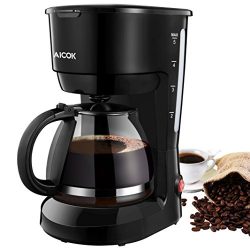 5-Cup Coffeemaker Aicok, Drip Coffee Maker with Glass Carafe, Small Coffee Machine, Anti-Drip Sy ...