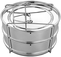 EasyShopForEveryone Stackable Stainless Steel Pressure Cooker Steamer Insert Pans – Instan ...