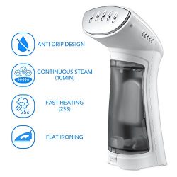 Travel Garment Steamers, iSiLER No Spitting Handheld Steamer With Stainless Steel Soleplate for  ...