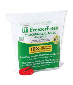 2 Pack – Freezer Fresh 8″ x 50′ Commercial Grade Vacuum Sealer Rolls. Food Storage R ...