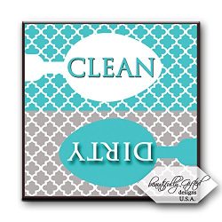 Clean Dirty Dishwasher Magnet Sign for Dishes – Elegant Quatrefoil Moroccan Trellis Modern ...