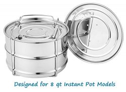 Aozita Stackable Stainless Steel Steamer Insert Pans with Sling for 8 Qt Instant Pot Accessories ...