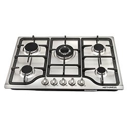 METAWELL New 30″ Stainless Steel 5 Burner Built-in Stoves Natural Gas Hob Cooktops Cooker