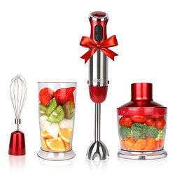 KOIOS Powerful 500-4-in-1 Hand Blender with 6 Speed – Red