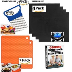 Multipurpose Kitchen Set – 7 pcs. includes: Gas Range Stove top Protectors – Burner  ...