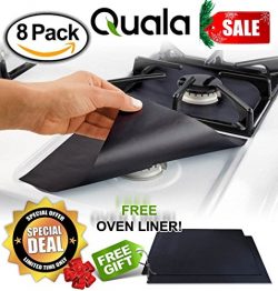 QUALA Gas Range Protectors 8 Pack + FREE OVEN LINER ! – Stove Protector, Burner Cover, Coo ...