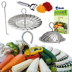 PREMIUM Vegetable Steamer Basket – 5.5-9.3″ – BEST Bundle – Fits Instant ...