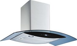 Winflo 30″ Wall Mount Stainless Steel/Arched Tempered Glass Convertible Kitchen Range Hood ...