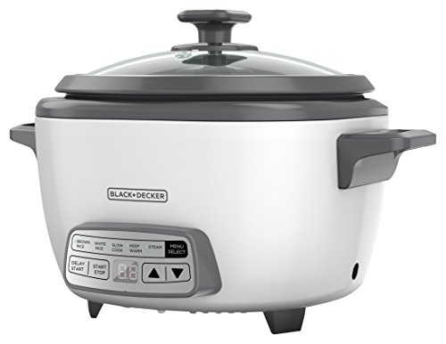 BLACK+DECKER 14-Cup Digital Rice Cooker and Steamer, White, RCD514