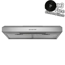 AKDY 24″ Under Cabinet Stainless Steel Push Panel Kitchen Range Hood Cooking Fan w/ Carbon ...