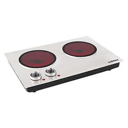 Cusimax 1800W Infrared Cooktop, Ceramic Double Countertop Burner with Dual Temperature Control,  ...