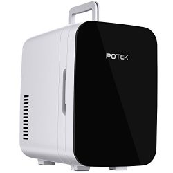 Potek 6 Liter / 6 Can Mini Fridge Cooler and Warmer 110v AC / 12V DC Portable Thermoelectric Ref ...