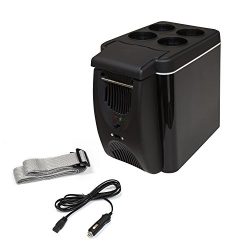 ALEKO CARFR6BK Mini Compact Car Travel Fridge Cooler or Warmer, Black Color